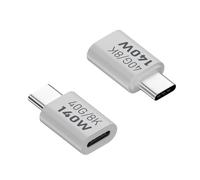 QIANRENON Lot de 2 adaptateurs USB C 140 W 40 Gbit/s USB Type C 4.0 mâle vers femelle, prend en charge PD140W (28V5A)/8K @ 60 Hz, coque en alliage d'aluminium, pour Thunderbolt 3 iPhone 15 Steam Deck