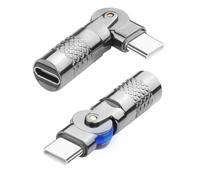 QIANRENON Lot de 2 adaptateurs USB C orientables PD60W - Connecteur de charge USB C - Rotation rapide 20 V 3 A - Boîtier en métal - Lumière LED