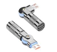 QIANRENON Lot de 2 adaptateurs USB C vers Micro USB - Rotation à 180° - Connecteur USB type C femelle vers micro USB mâle - Adaptateur rotatif USB C vers micro USB - 5 V 3 A - 480 Mpbs - Boîtier en