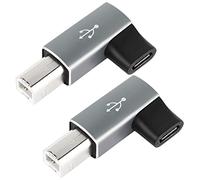 QIANRENON Lot de 2 adaptateurs USB C vers MIDI coudé à 90° pour imprimante, piano électrique et tambour électronique - Gris