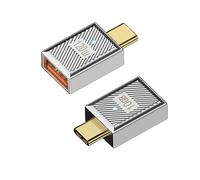 QIANRENON Lot de 2 adaptateurs USB C vers USB 3.1 OTG PD120 W mâle USB C vers prise USB 3.1 femelle - Connexion de données rapide - Alliage Zn - Lumière LED - 4K @ 60 Hz - Audio/vidéo - Pour