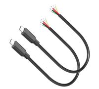 QIANRENON Lot de 2 câbles vierges USB C à 5 broches - 5 V 5 A - Fiche USB C 5 broches - Rallonge de charge - Plug 480 Mbit/s CC1 + CC2 + SBU - Pour réparations DIY, recherche et développement, 30 cm