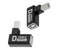 QIANRENON Lot de 2 connecteurs USB B coudés à 90 ° pour imprimante MIDI type B mâle vers femelle angle droit 480 Mbit/s pour imprimante, scanner, piano électrique, 2 pièces (Down Bend)