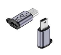 QIANRENON Lot de 2 mini adaptateurs USB mâle vers micro USB femelle vers micro USB 2.0 connecteur de données 480 Mbps 18 W 9 V/2 A, alliage d'aluminium / trou de crochet, pour appareil photo