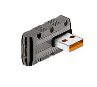 QIANRENON Mecha Adaptateur en métal 120 W USB3.1 vers USB C 90° 10 Gbps USB3.1 mâle vers type C femelle connecteur angle droit pour PC, ordinateur portable, chargeur mural, courbure verticale (port C