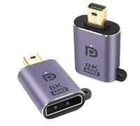 QIANRENON Mini DP Auf DP Adapter 8K@60Hz Mini DP 1.4 Stecker Auf DisplayPort 1.4 Buchse Erweiterung Anschlus, mit LED-Licht und Aufhängeloch, für Tablet MacBook Surface Laptop HDTV Monitore 2Pcs