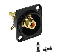 QIANRENON Plaqué Or RCA Panneau Montage Adaptateur Femelle à Souder Borne AV Connecteur Prise, D-Panel/XLR-Panel Montage, pour S/PDIF TV Audio Vidéo Haut-Parleur Amplificateur, Rouge