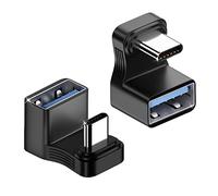 QIANRENON Plus Large U Forme Angle USB C à USB3.1 Adaptateur 10Gbps Type C mâle à USB3.1 Femelle Grande Distance 180° Angle Connecteur, Transfert Audio/vidéo OTG, pour Steam Deck NDC Smartphone, 2Pcs