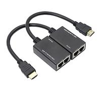 QIANRENON RJ45 à HDMI Extendeur Adaptateur 1080P sur RJ45 CAT 5e Ethernet câble Extension étendue HDMI signal Amplificateur30m/100ft, Expéditeur + récepteur,1 Paire
