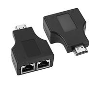 QIANRENON RJ45 à HDMI Extendeur Adaptateur sur RJ45 Cat 5e/6 Ethernet Extension étendue HDMI Signal Amplificateur30m/100ft, pour Affichage HDTV 2K 1080p, Expéditeur + récepteur,1 Paire