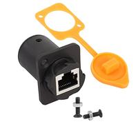 QIANRENON RJ45 étanche Connecteur de montage sur panneau D Rallonge d'adaptateur de passage de prise de coupleur femelle à femelle RJ45 LAN Ethernet Cat5/5e/6 8P8C bouchon anti-eau et anti-poussière