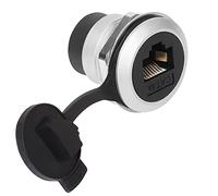 QIANRENON RJ45 Panneau Montage Fixe fileté Adaptateur RJ45 8P8C Femme à Femme Encastré Montage Connecteur Cat6A, avec rondelles Anti-desserrage et Couverture Anti-poussière, pour Tableau de Bord