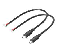 QIANRENON USB C 4Pin DIY Fil Nu 5V5A USB Type C Mâle 4Pin Charging Data Pigtail Cable USB C 4 Core Fil Nu Plug Extension Câble OTG 480 Mbps, pour DIY Réparer R&D Test, 30cm/11.8in, 2Pcs