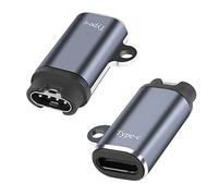 QIANRENON USB C Garmin Smartwatch Adaptateur Connecteur, Garmin Chargement Prise vers Type C femelle Convertisseur Coupleur, Aluminium, pour les smartwatche Garmin bracelet Garmin, bleu-gris, 2Pcs