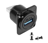 QIANRENON USB3.0 Mâle à Femelle Panneau Montage Adaptateur 5Gbps USB Fiche à Prises Conversion Connecteur USB3.0 Tout Droit Montage Prise, D/XLR Panneau Montage, pour Données Transfert/Chargement