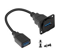 QIANRENON USB3.0 Panneau Montage Adaptateur 5Gbps USB3.0 Femelle vers USB3.0 Femelle données Connecteur USB3.0 Court câble Panneau Coupleur, D Panneau/XLR Panneau Montage, 25cm/9.8in