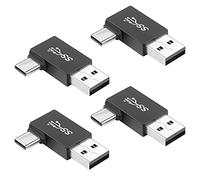 QIANRENON USB3.1 Mâle à USB C Mâle 90° Angle Adaptateur 10Gbps USB3.1 Prise à USB C Prise Droite Angle Chargement Connecteur QC60W/PD15W (A à C Juste),pour Wall Charger PC Portable,4Pcs(Coude Droite)