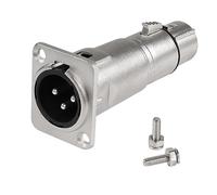 QIANRENON XLR Mâle à Femelle Panneau Montage Adaptateur 3 Pin Plug to Jack Connecteur Coupleur Traversée Cloison Microphone Prises, pour Éclairage de Scène Sound Mixer, Argent