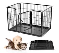 Qianruida Enclos Chien 4 Panneaux Parc Chien Pliable Enclos Chiot avec Porte Parc a Chiot Métal Canard Lapin Rongeur Petits Animaux