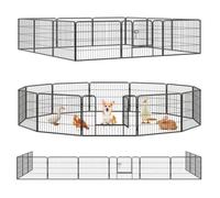 Qianruida enclos pour chien modulable parc pour chien 80 x 60 cm Clôture Pliable Animaux Grillage 12 Panneaux Intérieur/Extérieur