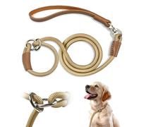 Qianruida Laisse Dressage et Collier 1cm x 150cm Laisse Retriever Laisse Lasso pour Chiens de Toutes Tailles Laisse Coulissante avec Poignée Rembourrée - Khaki