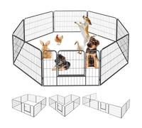 Qianruida Parc Chiot Enclos Modulable pour chein et Animaux Domestiques 8 Panneaux 60 x 80cm Espace Polyvalent Intérieur/Extérieur