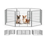 Qianruida Parc Enclos pour Chiens Métal 80cm x 80cm Haut Intérieur/Extérieur Animaux Grillage 8 Panneaux