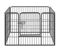 Qianruida Parc pour Chien Enclos Chien Cage 4 Panneaux Porte Verrouillable pour Chiens, Lapins, Rongeurs Petits Animaux Intérieur Et Extérieur 91 X 61 Cm Noir
