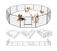 Qianruida Parc pour Chien Métal 80cm x 60cm Haut Enclos Chiots Intérieur et Extérieur Clôture Pliable 12 Panneaux