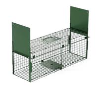 QianRuiDa Piège Fouine Cage 80 x 26 x 26 CM Piège Chats Métal Piège Réutilisable Pliable des Animaux pour Martres,Renards,Rats Piège d'animaux Cage avec 2 entrées - Vert