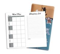 qianshan Travelers Inserts de carnet avec pochette en PVC, recharges de plan de repas, carnet standard TN pour journaux, agendas, agendas, 30 feuilles, 21 x 10,8 cm, chat bleu
