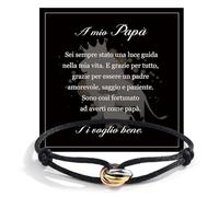 QianSiLi Bracelet avec Anneau Tricolore, Bracelets Porte-Bonheur Rouges, Bracelet Rouge Kabbalah Pour Femme Homme, Bracelets Cadeaux Pour Lui Et Elle, Réglable, Acier Inoxydable, 17.5 centimetri