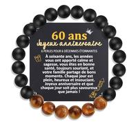 QianSiLi Bracelet Perle Elastique Homme, Cadeau Personnalisé 21 30 40 50 60 70 Ans pour Son, Copain, Papa, Amie, Papy, Collegue