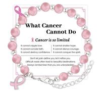 QianSiLi Breast Cancer Merchandise UK Bracelet de perles pour femme avec ruban rose, M, Pierre Acier inoxydable, Agate