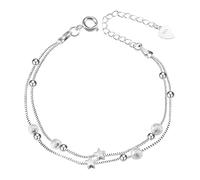 QianSiLi Cadeau Femme 2 En 1, Bracelet Femme En Argent Sterling 925, Femme perles et étoiles, IdéEs Cadeaux D'Anniversaire Femme Mignonne, Bracelets D'Amitié Mode, Cadeaux Pour Petite Amie