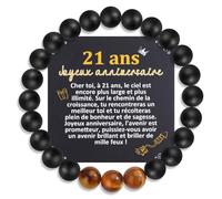 QianSiLi Cadeau Homme 21 Ans,Cadeau Anniversaire Homme,Bracelet Perle Homme,Bracelet Elastique,Idee Cadeau Personnalisé Homme pour Son,Copain,Papa,Amie,Papy,Collegue