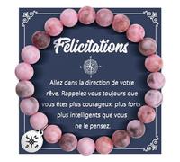 QianSiLi Cadeau Reussite Diplome, Bracelet Pierre Naturelle Femme, Cadeaux Noel Femme, Cadeau Anniversaire SœUr Amie Collègues - Rosé