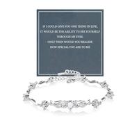 QianSiLi Cadeau Saint Valentin Femme Bracelet Femme Argent 925, Angel Wings Bracelet Femme, Idées Cadeaux Femme Anniversaire pour Elle/Meilleurs Amis/Petite Amie/Fille, Argent sterling Zirconium