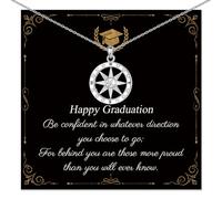 QianSiLi Cadeaux de remise de diplôme pour elle 2025, pendentif boussole rotative, colliers argent/or pour femme, cadeaux de remise de diplôme pour ses étudiants, petite-fille, fille, meilleures amies