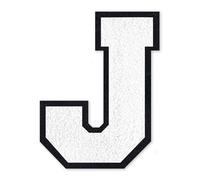 QianSiLi Lettre Thermocollante Textile, Patch Thermocollant Vetement Pour Vestes, Manteaux, Chemises, Sacs, Jeans, Sacs à Dos (11,45cm,Blanc,J)