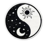 QianSiLi Patchs brodés bouddhistes Zen Yin Yang Soleil et Lune - Pour vêtements, vestes, vêtements, jeans, chapeaux, sacs à dos - 7,6 cm - Loisirs créatifs