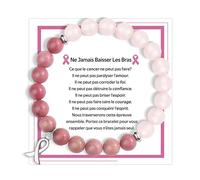 QianSiLi Ruban Rose Cancer Du Sein Octobre Rose, Bracelet Pierre Naturelle Femme, Cadeaux Noel, Cadeau Anniversaire Maman Mamie SœUr Amie Collègues - Rosé-2