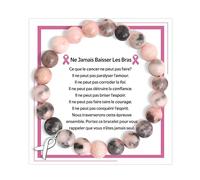 QianSiLi Ruban Rose Cancer Du Sein Octobre Rose, Bracelet Pierre Naturelle Femme, Cadeaux Noel, Cadeau Anniversaire Maman Mamie SœUr Amie Collègues - Rosé-4