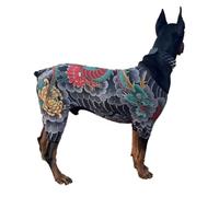 Qiantull Body pour chien une pièce avec tatouages de dragon et de fleurs - Combinaison colorée pour chien - Costume élastique pour chien et chat - Taille 5XL