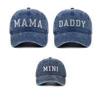 Qiantull Lot de 2 casquettes de baseball brodées en coton pour maman - Mini chapeaux de baseball - Réglable - Pour maman, fille, fils, Bleu marine (3 pièces), taille unique