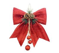 Qiantull Lot de 2 nœuds de Noël - Grands nœuds à paillettes - Décoration de Noël - Pour sapin de Noël - Couronne - 25 x 30 cm - Rouge