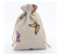 Qiantull Lot de 20 sachets en toile de jute de 13 x 18 cm - Sachets cadeaux en toile de jute à remplir - Avec cordon de serrage - Pour bijoux, fête papillon