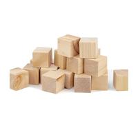 Qiantull Lot de 30 cubes en bois pour le bricolage - Blocs de bois vierges - Blocs de construction carrés en bois - Pour projets de bricolage, blocs de construction, jeux, tampons, chiffres - 1,27 cm