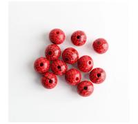 Qiantull Lot de 30 perles rondes en bois avec motif d'Halloween - Perles en bois - Perles en vrac - Pour la fabrication de bijoux - Accessoires pour bracelet et collier - Rouge/noir - 20 mm