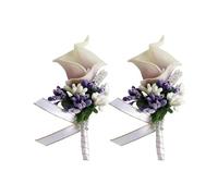 Qiantull Lot de 4 boutonnières en forme de lys calla avec épingle à nourrice - Accessoires de mariage pour le marié - Violet